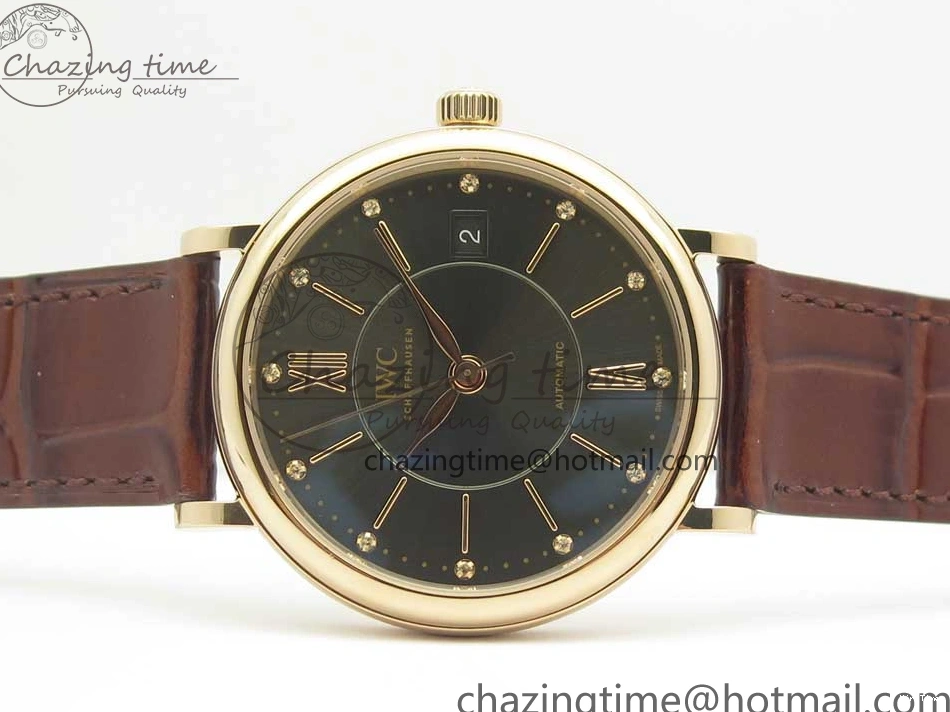 MIROTIME 0428 SportInspired Portofino IW458101 RG MK 1:1 Best Edition Gray Dial On Brown Leather Strap MIYOTA 7165